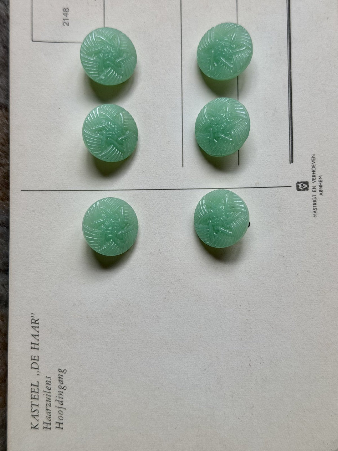 Vintage Czech Glass Buttons Card