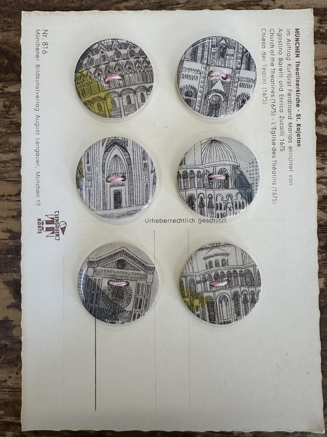 Stockwell large Architectural Buttons-card of 6