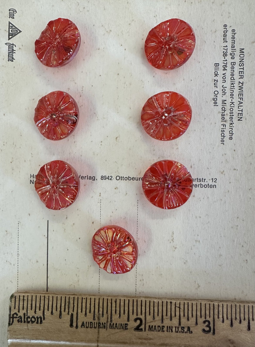 Vintage Czech Glass Buttons Card